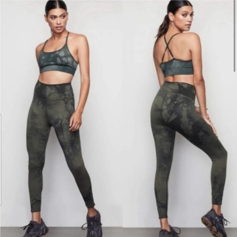 Good American Agave Black Tie Dye Seamless Leggings 1/2‎ S/M